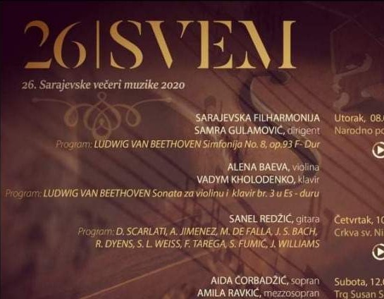Zamjenik gradonačelnika Šarić: Raznovrstan repertoar, vrhunski umjetnici i djela obilježja su 26. Sarajevskih večeri glazbe