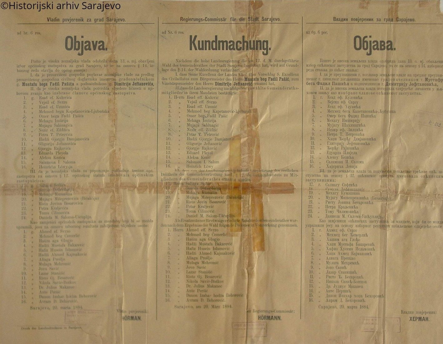 Davne 1884. godine: Provedeni prvi gradski izbori u Gradu Sarajevu