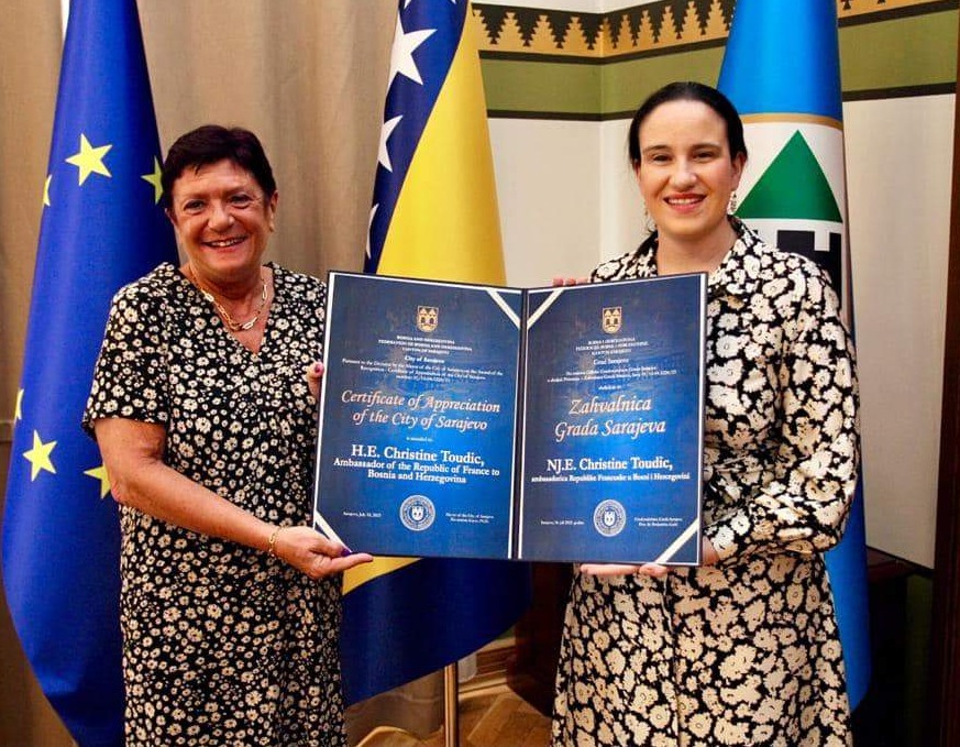 Gradonačelnica Karić primila u oproštajnu posjetu veleposlanicu Republike Francuske u BiH, Christine Toudic