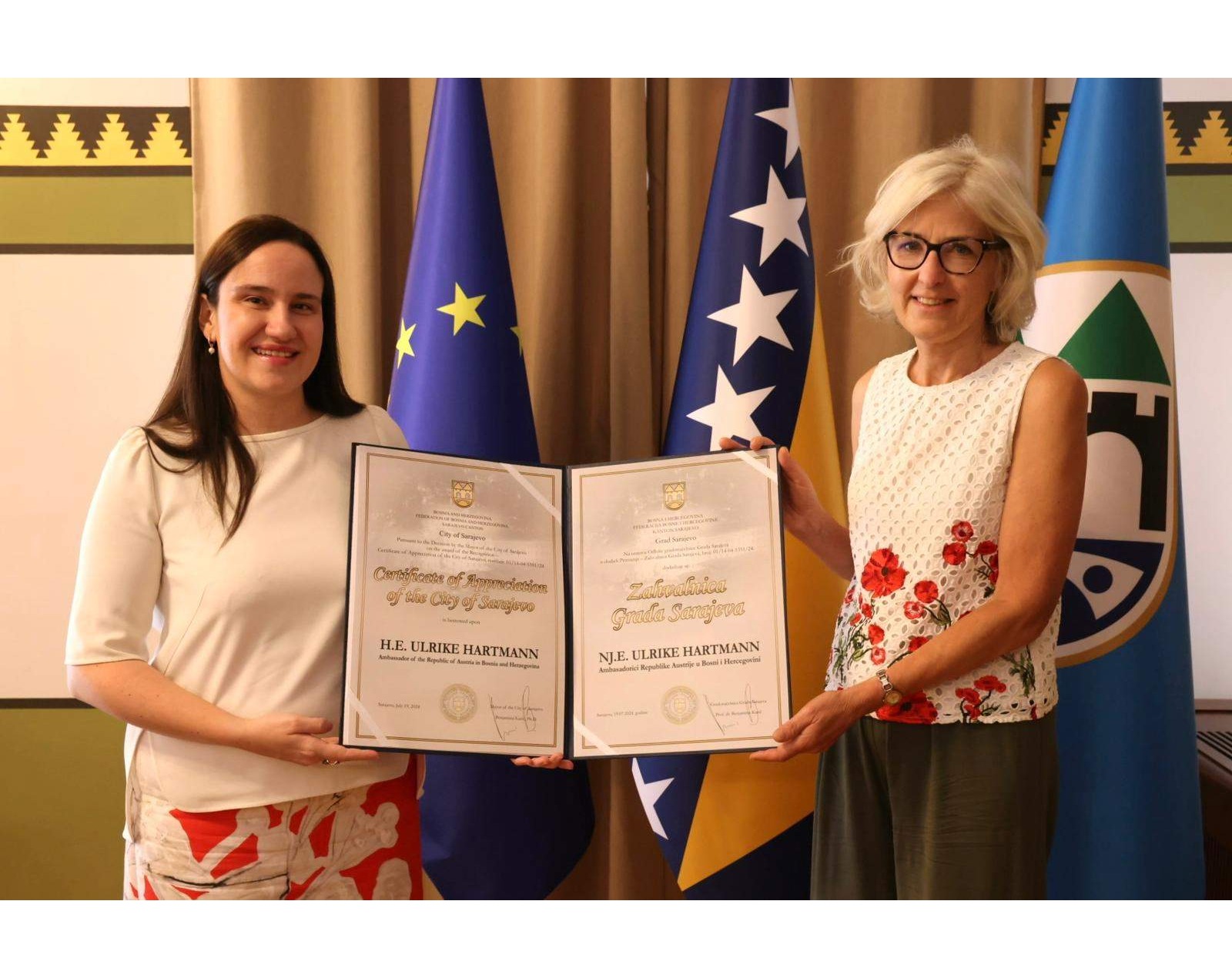 Gradonačelnica Karić primila u oproštajnu posjetu veleposlanicu Austrije, Ulrike Hartmann