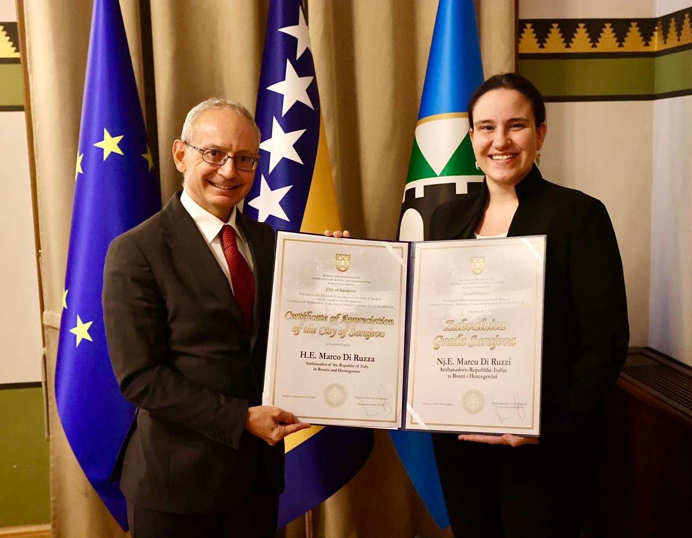 Karić primila u oproštajnu posjetu veleposlanika Italije u BiH