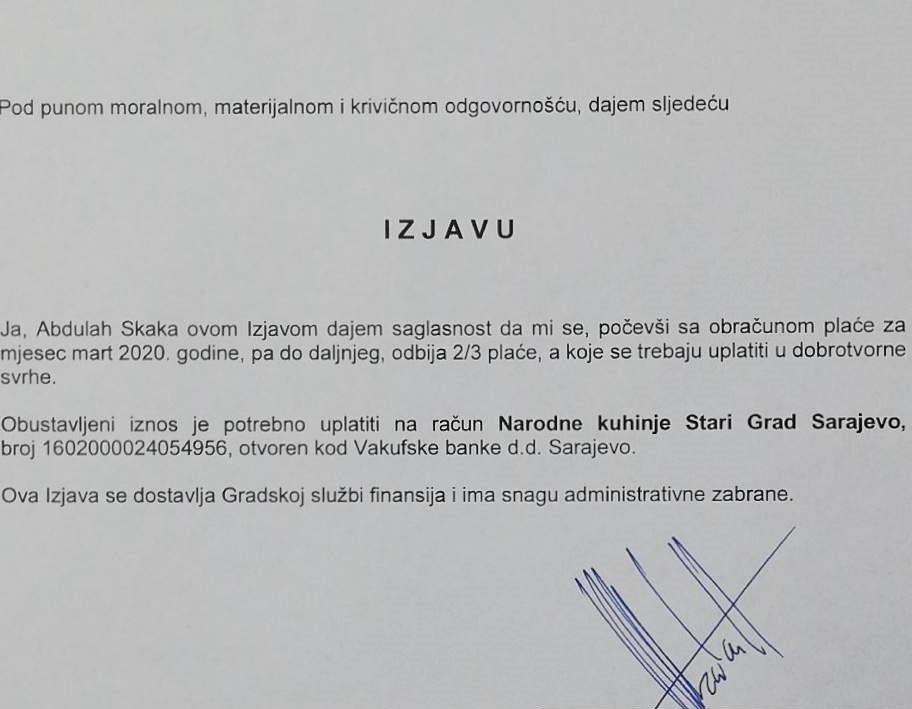 Gradonačelnik Skaka se odrekao dvije trećine plate za pomoć najugroženijem stanovništvu