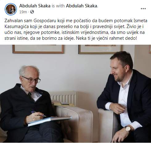 ismet kasumagic.jpg - Danas dženaza Ismetu Kasumagiću: Mladim Muslimanima pristupio 1943., pristupnicu potpisao sedam decenija kasnije